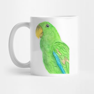 Green watercolor eclectus parrot - bird painting portrait Mug